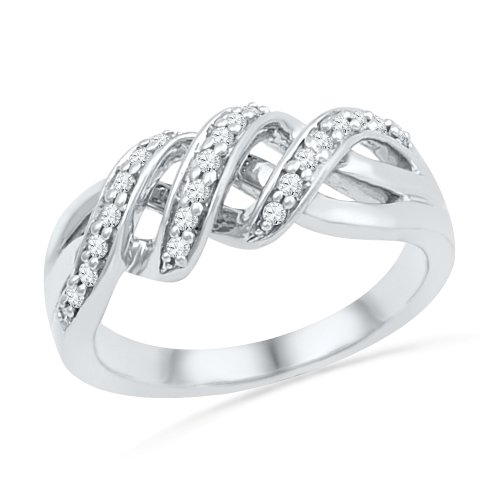 DGOLD Twisted Sterling Silver Diamond Fashion Ring