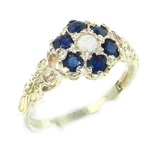 Vintage Opal and Sapphire Ring in Sterling Silver