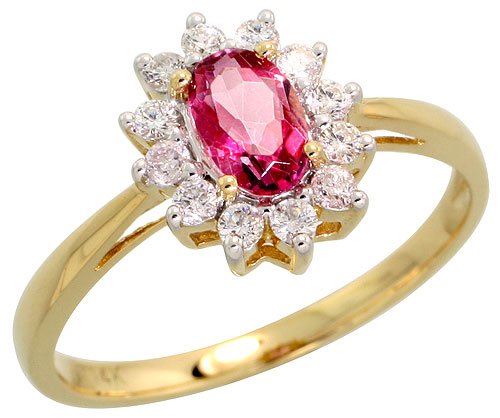 14k Gold Stone Cluster Ring with Diamonds & Topaz
