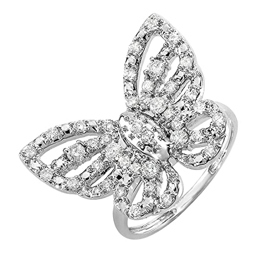 Dazzlingrock Collection 0.70 CT White Diamond Butterfly Ring