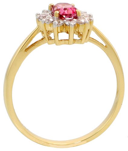 14k Gold Stone Cluster Ring with Diamonds & Topaz