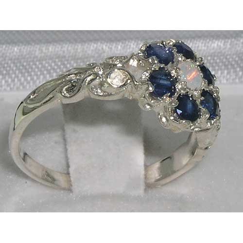 Vintage Opal and Sapphire Ring in Sterling Silver