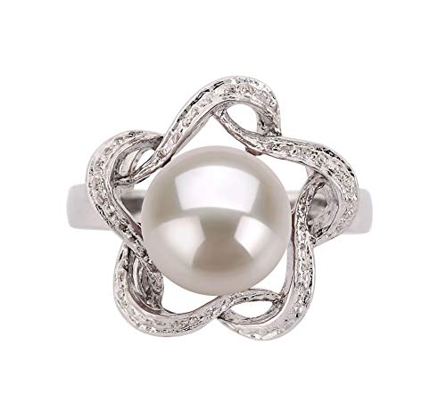 White Freshwater Pearl Sterling Silver Ring - Size 6