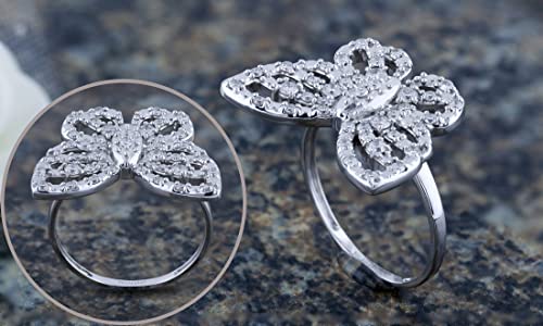 Dazzlingrock Collection 0.70 CT White Diamond Butterfly Ring