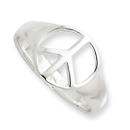 Peace Sign Symbol Ring in 925 Sterling Silver, Size 8
