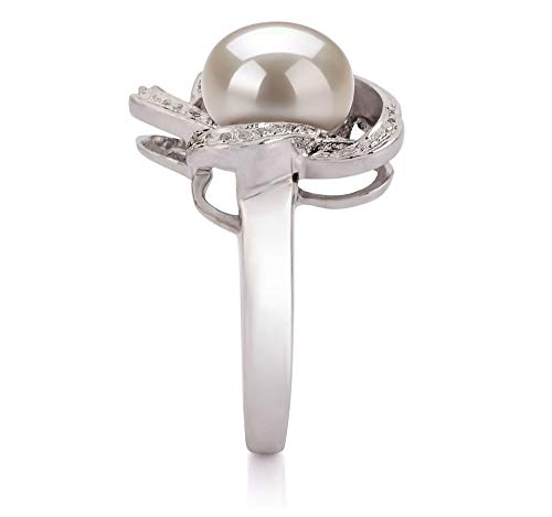 White Freshwater Pearl Sterling Silver Ring - Size 6