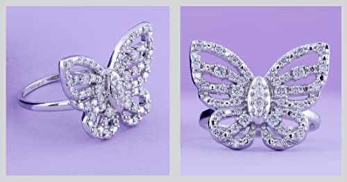 Dazzlingrock Collection 0.70 CT White Diamond Butterfly Ring