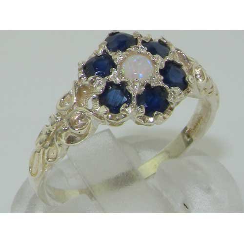 Vintage Opal and Sapphire Ring in Sterling Silver