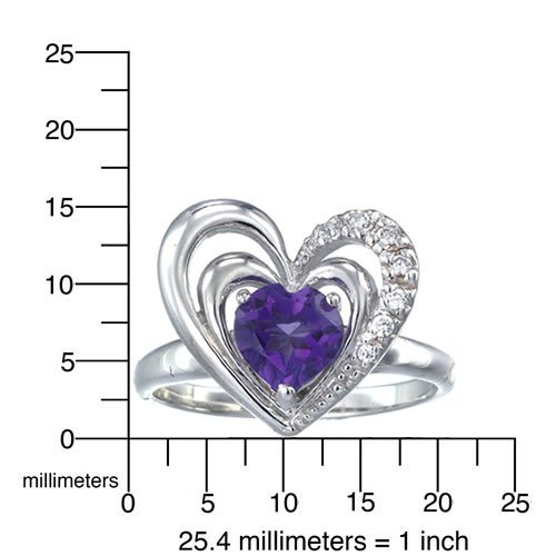 Purple Amethyst Heart Shape Ring .925 Sterling Silver