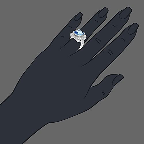 Swiss Blue Topaz Ring Princess Cut Sterling Silver
