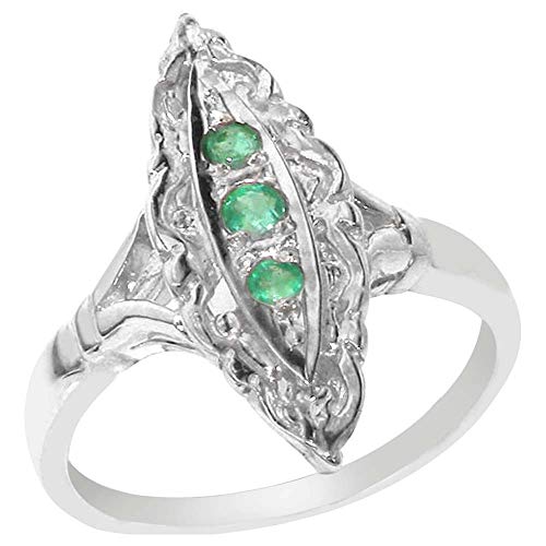 Emerald Womens Statement Ring - 925 Sterling Silver