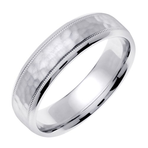 Sterling Silver Hammered Texture Men's Wedding Band 7mm