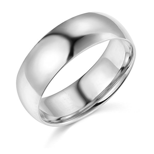 14k White Gold 7mm Plain Wedding Band - Size 10.5