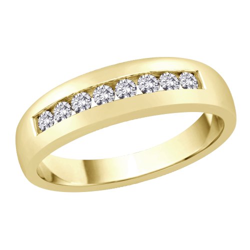 14K Yellow Gold Men's Wedding Band with Diamonds
