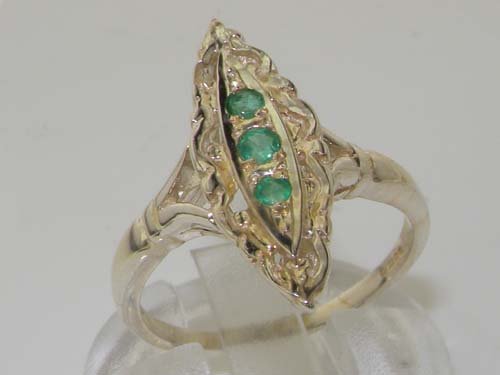 Emerald Womens Statement Ring - 925 Sterling Silver