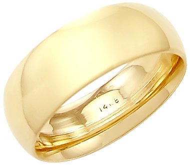14k Solid Yellow Gold Plain Wedding Band Ring