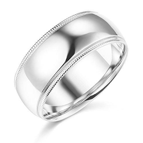 White Gold Milgrain Wedding Band - Size 12