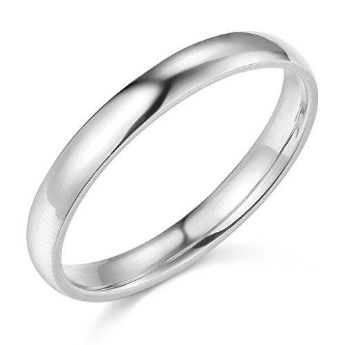 14k White Gold 3mm Plain Wedding Band - Size 4