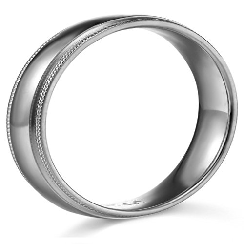 14k White Gold 6mm Milgrain Wedding Band - Size 7