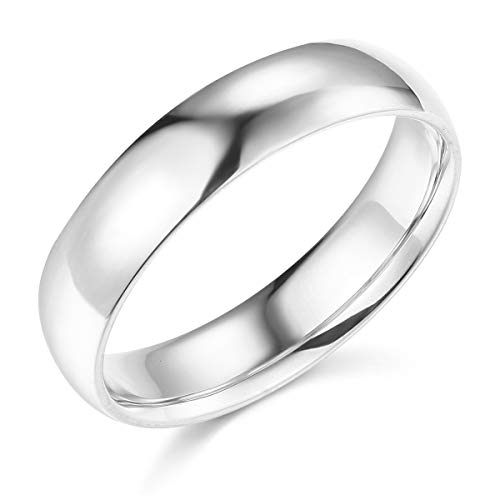 14k White Gold Plain Wedding Band - Size 10.5