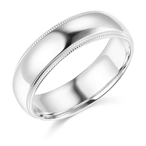 14k White Gold 6mm Milgrain Wedding Band - Size 10.5