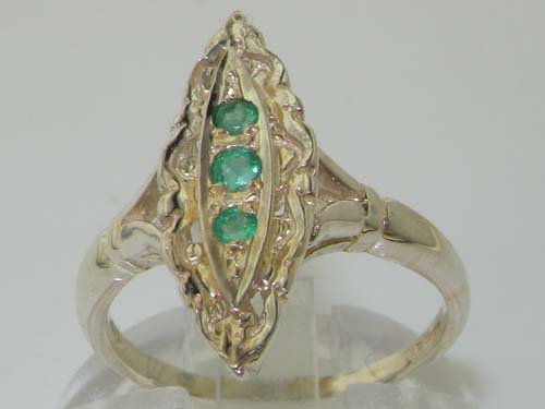 Emerald Womens Statement Ring - 925 Sterling Silver