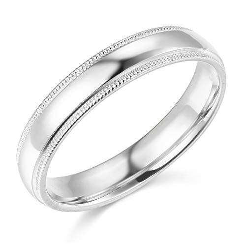 14k White Gold Milgrain Wedding Band - Size 6