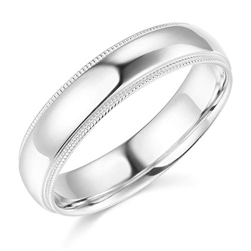 White Gold 5mm Wedding Band - Size 9.5