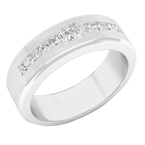 0.85 Carat Princess Diamond Men's Wedding Band