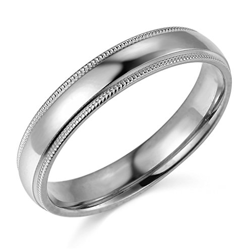 14k White Gold 4mm Plain Milgrain Band - Size 7.5