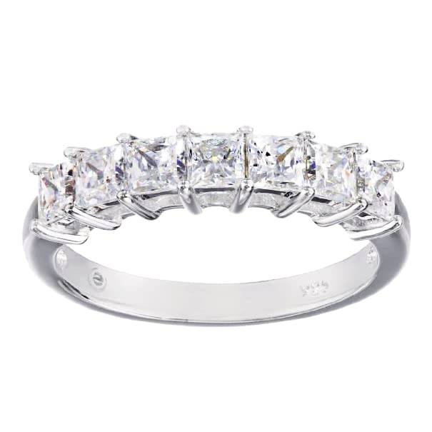 Infinity Elements Princess Ring in Platinum-Plated Silver, Size 8