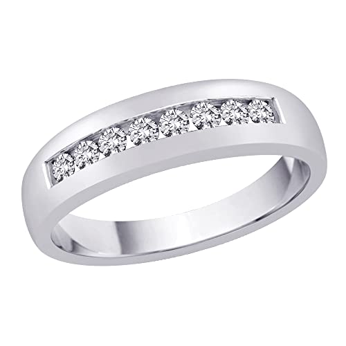 Diamond Men's Wedding Band in 14K White Gold