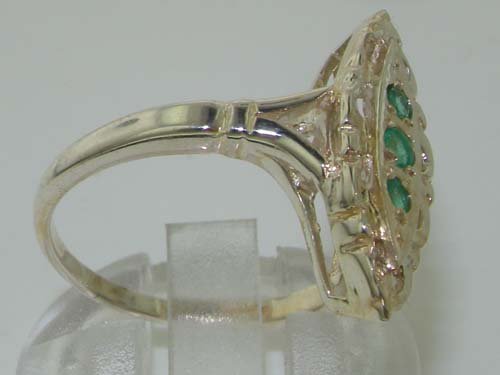 Emerald Womens Statement Ring - 925 Sterling Silver
