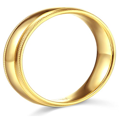 14k Gold 7mm Plain Milgrain Wedding Band - Size 5