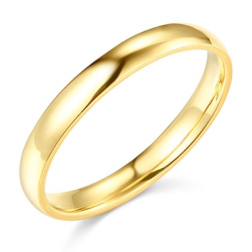 14k Gold 3mm Plain Wedding Band - Size 6