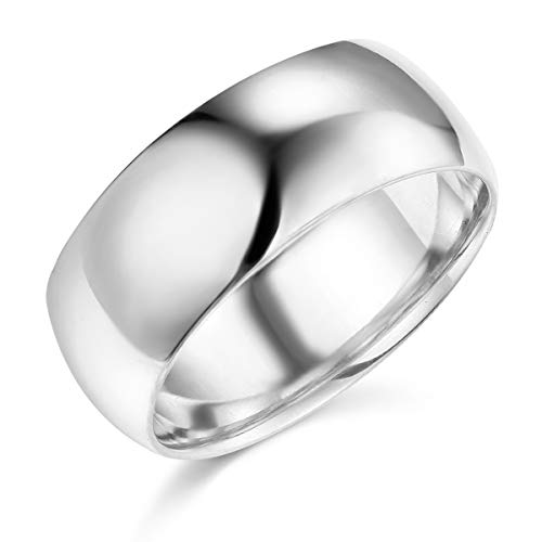 14k White Gold 8mm Plain Wedding Band Size 9.5