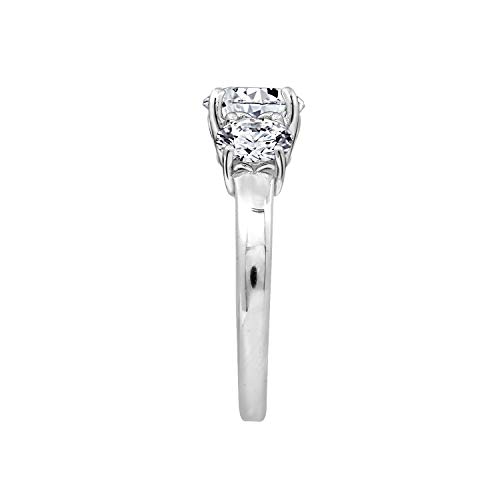 Platinum Round 3-Stone Ring with Cubic Zirconia, Size 8