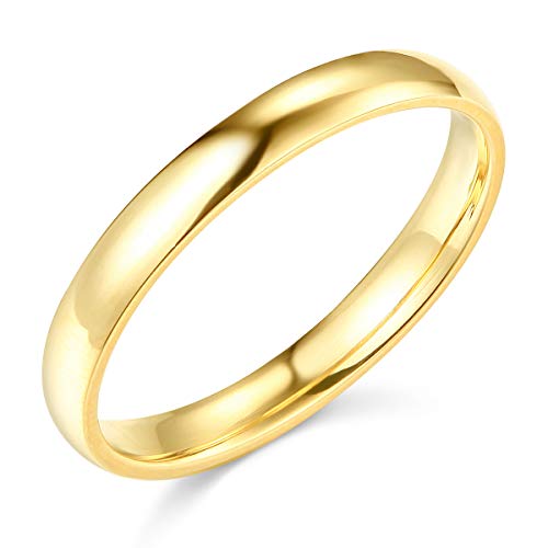 14k Yellow Gold 3mm Plain Wedding Band - Size 8
