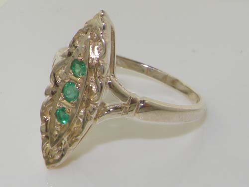 Emerald Womens Statement Ring - 925 Sterling Silver