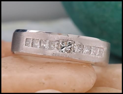 0.85 Carat Princess Diamond Men's Wedding Band