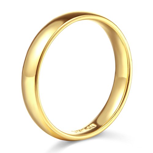 14k Gold 3mm Plain Wedding Band - Size 6