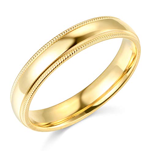 14k Yellow Gold Plain Milgrain Wedding Band Size 8.5