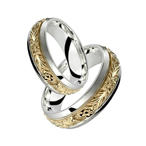 ALAIN RAPHAEL 2 Tone Silver & Gold Band Set