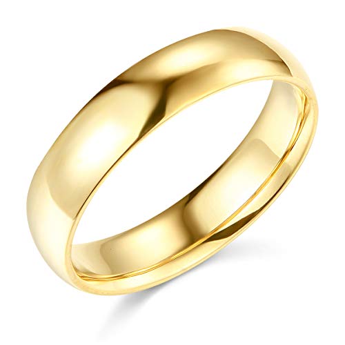 14k Yellow Gold 5mm Solid Plain Band, Size 8