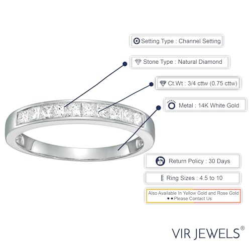 Princess Diamond Wedding Band 14K Gold Size 6