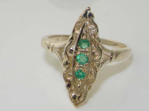 Emerald Womens Statement Ring - 925 Sterling Silver