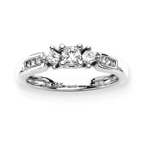 14K White Gold Princess Cut Diamond Engagement Ring