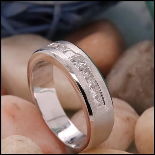0.85 Carat Princess Diamond Men's Wedding Band