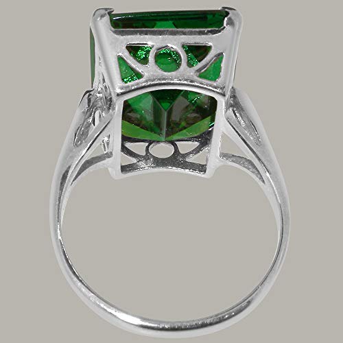 Large Green CZ Octagon Cut Sterling Silver Ring - Size 12