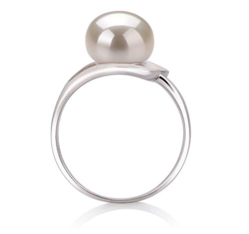 White Freshwater Pearl Ring in Sterling Silver - Size 9